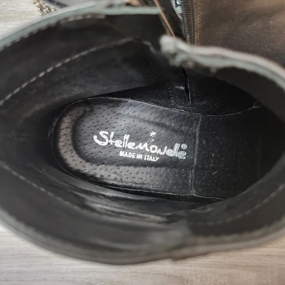 Stelle Monelle Studded Black Leather Ankle Boots Size 40 - Picture 9 of 13